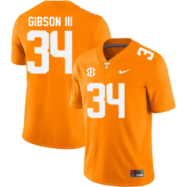 Men #34 Rickey Gibson III Tennessee Volunteers College Football Jerseys Stitched Sale-Orange - Click Image to Close
